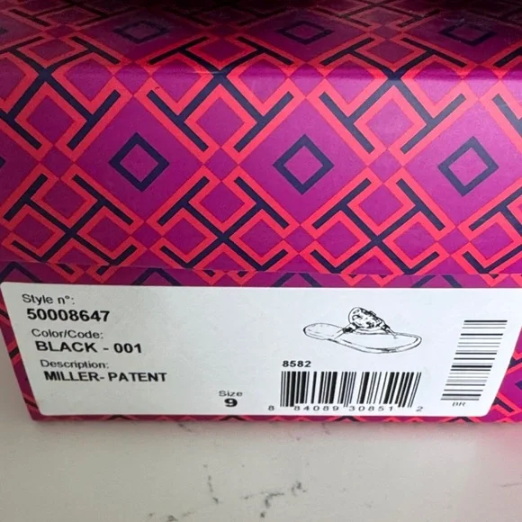 Tory Burch Miller Black Patent sandals 9 - Picture 2 of 5